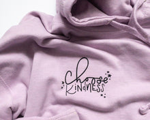 Load image into Gallery viewer, Choose Kindness Positive Affirmation lilac pastel surf hoodie

