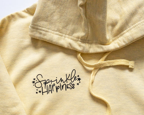 sprinkle happiness positive affirmation pastel yellow surf hoodie