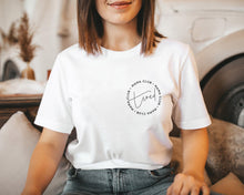 Load image into Gallery viewer, Tired Mama Club motif on white t-shirt 
