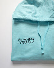 Load image into Gallery viewer, you are powerful positive affirmation pastel blue surf hoodie
